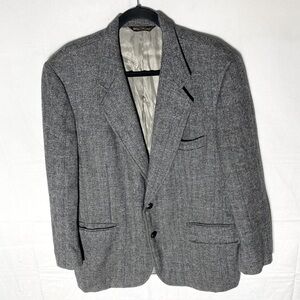 Vintage Ian Gray Samuelsohn Grey Blue Pure Virgin Wool Blazer 42S